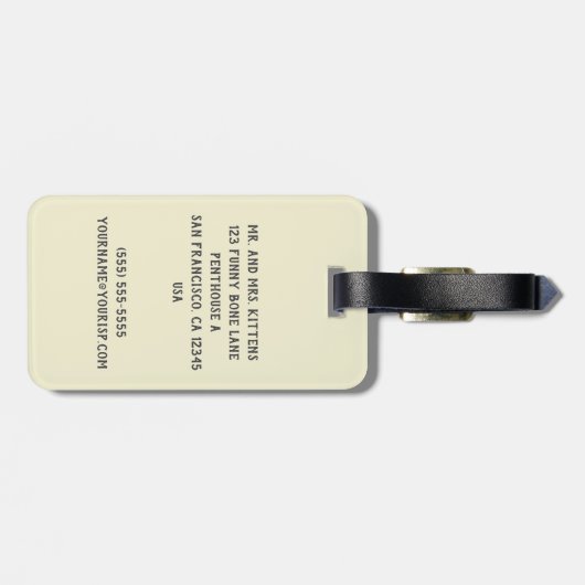 かわいいビクトリアン時代の猫の子猫たちのお遊び、ユーモア ラゲッジタグ (裏面横)