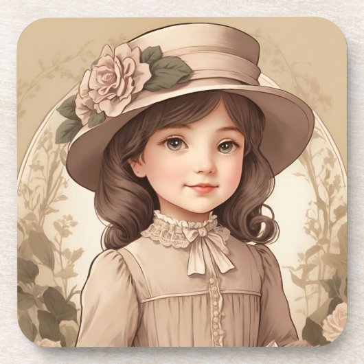 かわいいビクトリア朝の少女の肖像 コースター (正面)