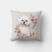 かわいいビコンフリースフラワーウォーターカラーアート クッション (正面)