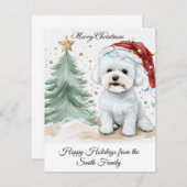 かわいいビションフリーゼのクリスマスギフト | シーズンカード (正面/裏面)