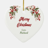 かわいいビズラドッグホリーベリークリスマス セラミックオーナメント (裏面)