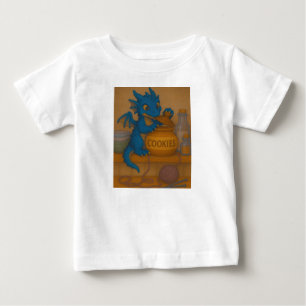かわいいビックアイベビーブルーストームドラゴンクッキーファンタジー ベビーTシャツ