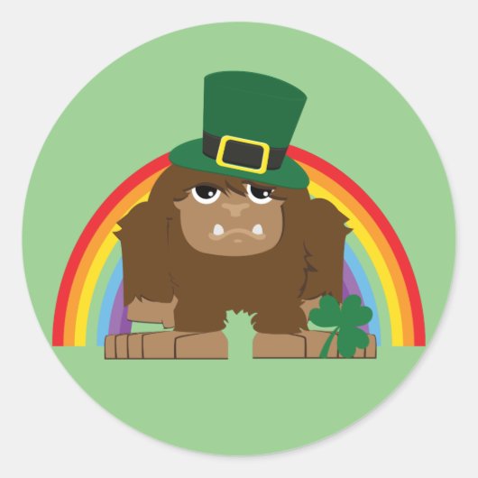 かわいいビッグフットLeprechaun ラウンドシール (正面)