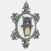 かわいいビッグブルーカートゥーンベアプーターオーナメント スノーフレークピューターオーナメント (左)