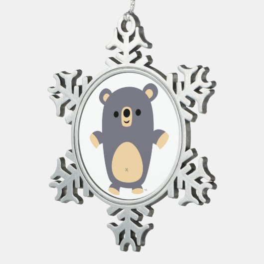 かわいいビッグブルーカートゥーンベアプーターオーナメント スノーフレークピューターオーナメント (右)