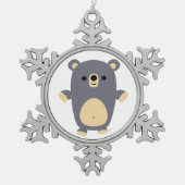 かわいいビッグブルーカートゥーンベアプーターオーナメント スノーフレークピューターオーナメント (正面)