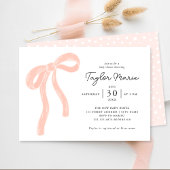 かわいいビッグボウ | ガールベビーシャワー招待状ピンク 招待状