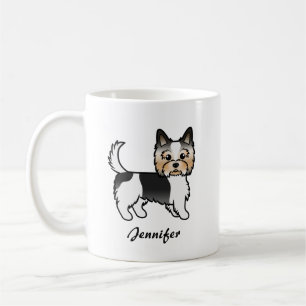 かわいいビューワーテリアのキャラクター犬 + 名前 コーヒーマグカップ