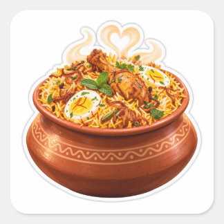 かわいいビリヤニステッカー、カワイイインド料理ハンディデコ スクエアシール