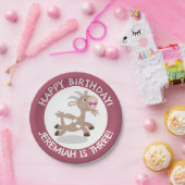 かわいいビリーヤギの漫画のパーソナライズされた誕生日 ペーパープレート (パーティー)