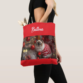 かわいいビルマ猫のクリスマスギフト トートバッグ