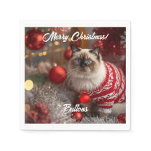 かわいいビルマ猫のクリスマスパーソナライズドペーパー