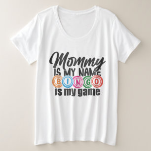 かわいいビンゴママ ワードアート プラスサイズTシャツ
