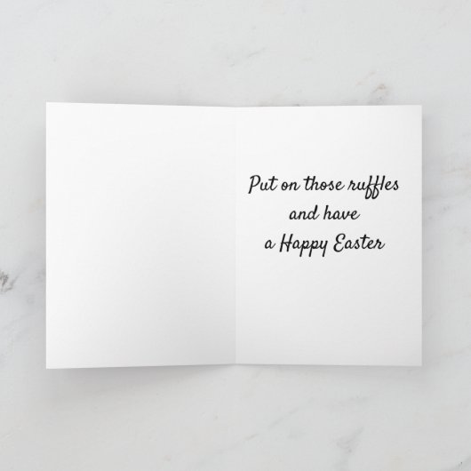 かわいいビンテージのイースターガール、フリルが多すぎる、イースター シーズンカード (内部)