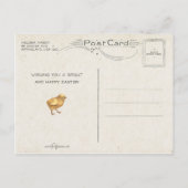 かわいいビンテージのイースターチキンが家族の写真撮影に登場 ポストカード (裏面)