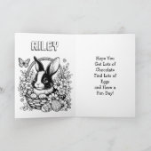 かわいいビンテージのイースターバニー、バスケットと卵 カード (内部)