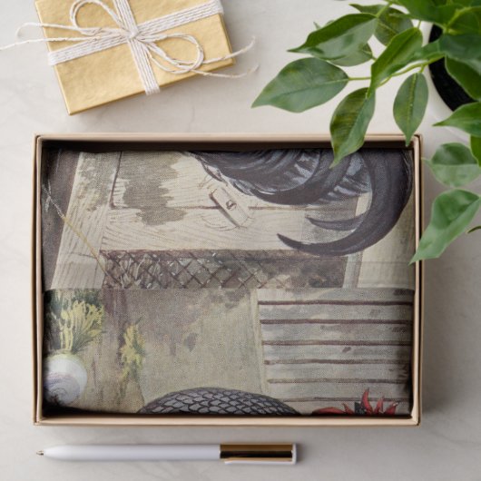 かわいいビンテージのニワトリとめんどりのパーティー 薄葉紙 (ギフト)