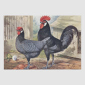 かわいいビンテージのニワトリとめんどりのパーティー 薄葉紙 (正面)