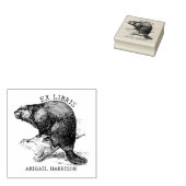 かわいいビンテージのビーバー・エクスリブリス本 ラバースタンプ (押印)