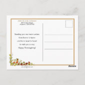 かわいいビンテージのピルグリム少年とリンゴ ポストカード (裏面)