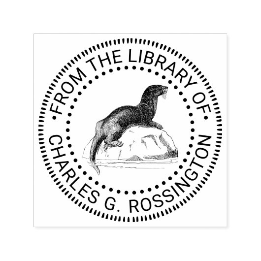 かわいいビンテージのラッコの絵本の名前 セルフインキングスタンプ (デザイン)
