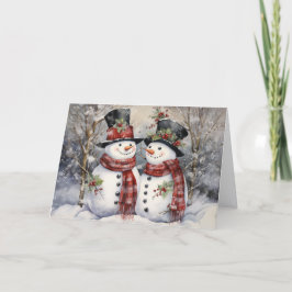 かわいいビンテージの雪だるまのクリスマス シーズンカード