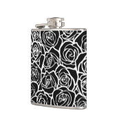 かわいいビンテージの黒と白のバラ フラスク (左)