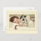 かわいいビンテージイメージオブガールスリーピングホリデーカード ポストカード (正面/裏面)