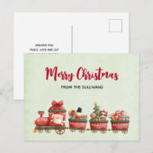 かわいいビンテージクリスマストレインおもちゃ付き Xmas シーズンポストカード (正面/裏面)