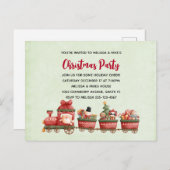かわいいビンテージクリスマストレインとおもちゃの招待状 インビテーションポストカード (正面/裏面)