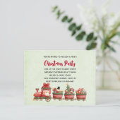 かわいいビンテージクリスマストレインとおもちゃの招待状 インビテーションポストカード (スタンド正面)