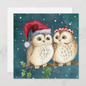 かわいいビンテージクリスマスフクロウ フラット シーズンカード (正面/裏面)