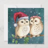 かわいいビンテージクリスマスフクロウ フラット シーズンカード (正面)