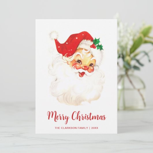 かわいいビンテージサンタクロースのクリスマス シーズンカード (スタンド正面)