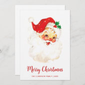 かわいいビンテージサンタクロースのクリスマス シーズンカード (正面/裏面)