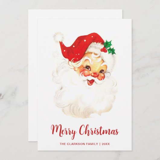 かわいいビンテージサンタクロースのクリスマス シーズンカード (正面/裏面)