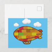 かわいいビンテージスタイルの飛行船風船イラスト ポストカード (正面/裏面)