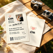 かわいいビンテージスタンプの美学の結婚式 招待状