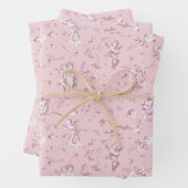 かわいいビンテージ天使キューピッド天使ピンクの花のトワル ラッピングペーパーシート (インサイチュ)