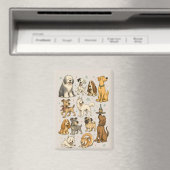 かわいいビンテージ漫画の犬の種類のクリップアートコレクション マグネット (インサイチュ (食洗機))