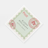 かわいいビンテージ航空便のホリデーペーパーナプキン スタンダードランチョンナプキン (角)