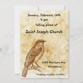 かわいいビンテージ鳥デザインの結婚式招待状 招待状 (裏面)