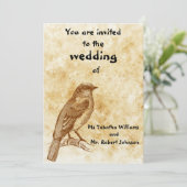 かわいいビンテージ鳥デザインの結婚式招待状 招待状 (スタンド正面)