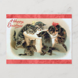 かわいいビンテージ クリスマス 子猫 ポストカード