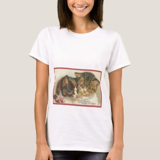かわいいビンテージ クリスマス 猫 Tシャツ