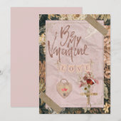 かわいいビンテージ スクラップブック バレンタインデーのカード シーズンカード (正面/裏面)