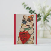 かわいいビンテージ・ブルドッグ 1950年代のバレンタイン ポストカード (スタンド正面)