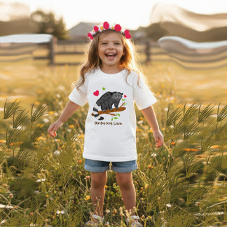 かわいいビントロング ラブ キッズTシャツ ベビーTシャツ
