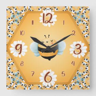 かわいいビーおもしろい角時計 スクエア壁時計