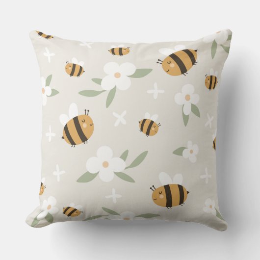 かわいいビーとフローラ装飾用クッション クッション (正面)